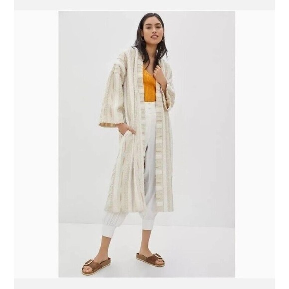 Anthropologie Kimono Ollari Renee Duster Sweater Coat Jacket Cream‎ Small NWT - Picture 1 of 12